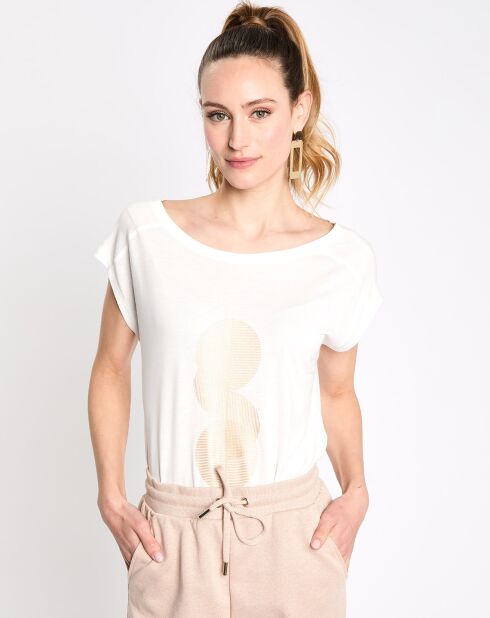 T-Shirt cr sm print abstrait blanc